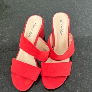 TOP Moda Women's Vibrant Red Wedges